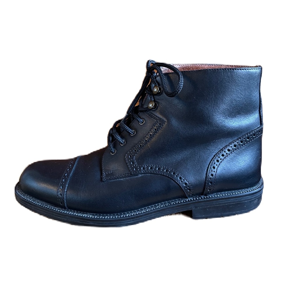 RARE! Carlo Morandi Black Leather Ankle-high Shoes